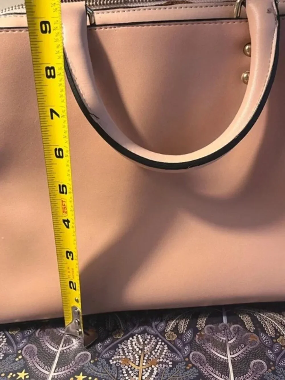 Kua Pink Satchel Handbag Crossbody Floral Lining Gold Hardware Shoulder Strap